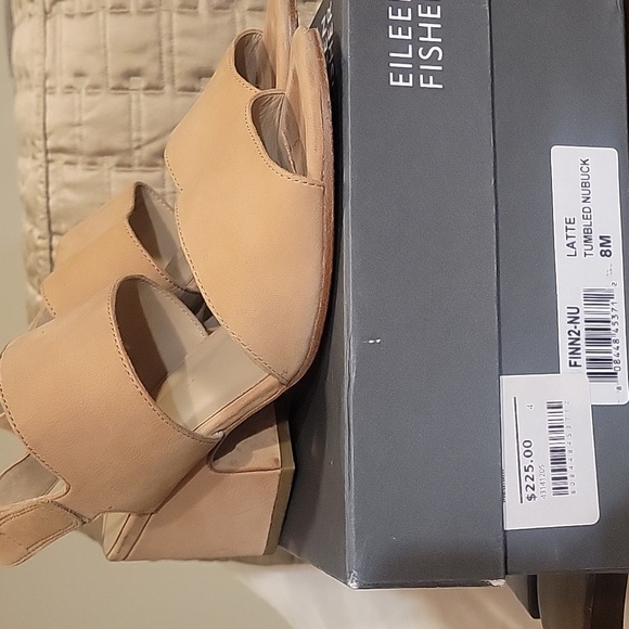 EILEEN FISHER Suede Leather Heeled Sandal - Picture 1 of 10
